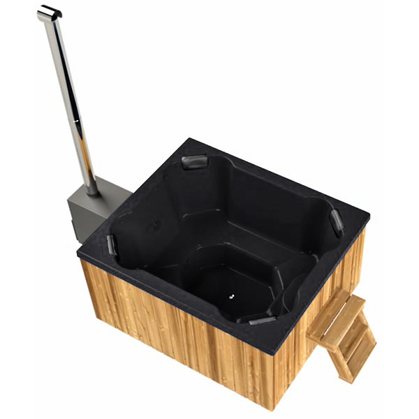 Rechteckiger Badezuber mit GFK-Becken in Schwarz