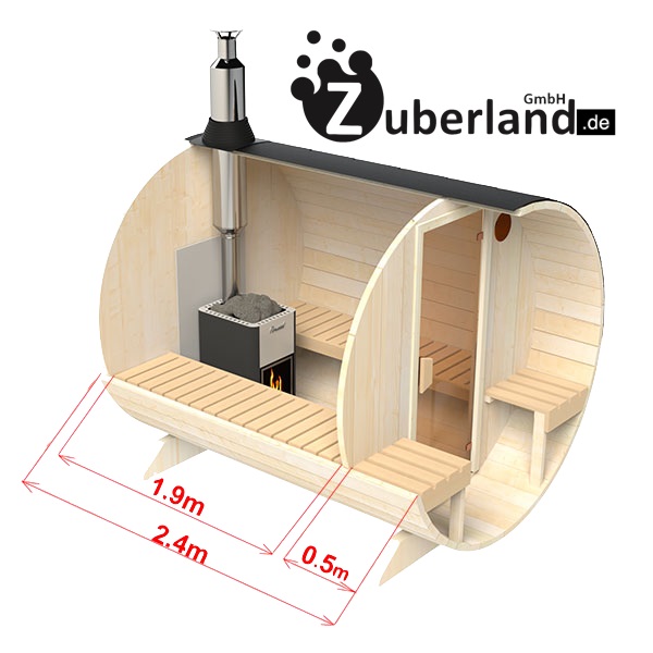 Fass-Sauna 2,4m mit Vollpanorama