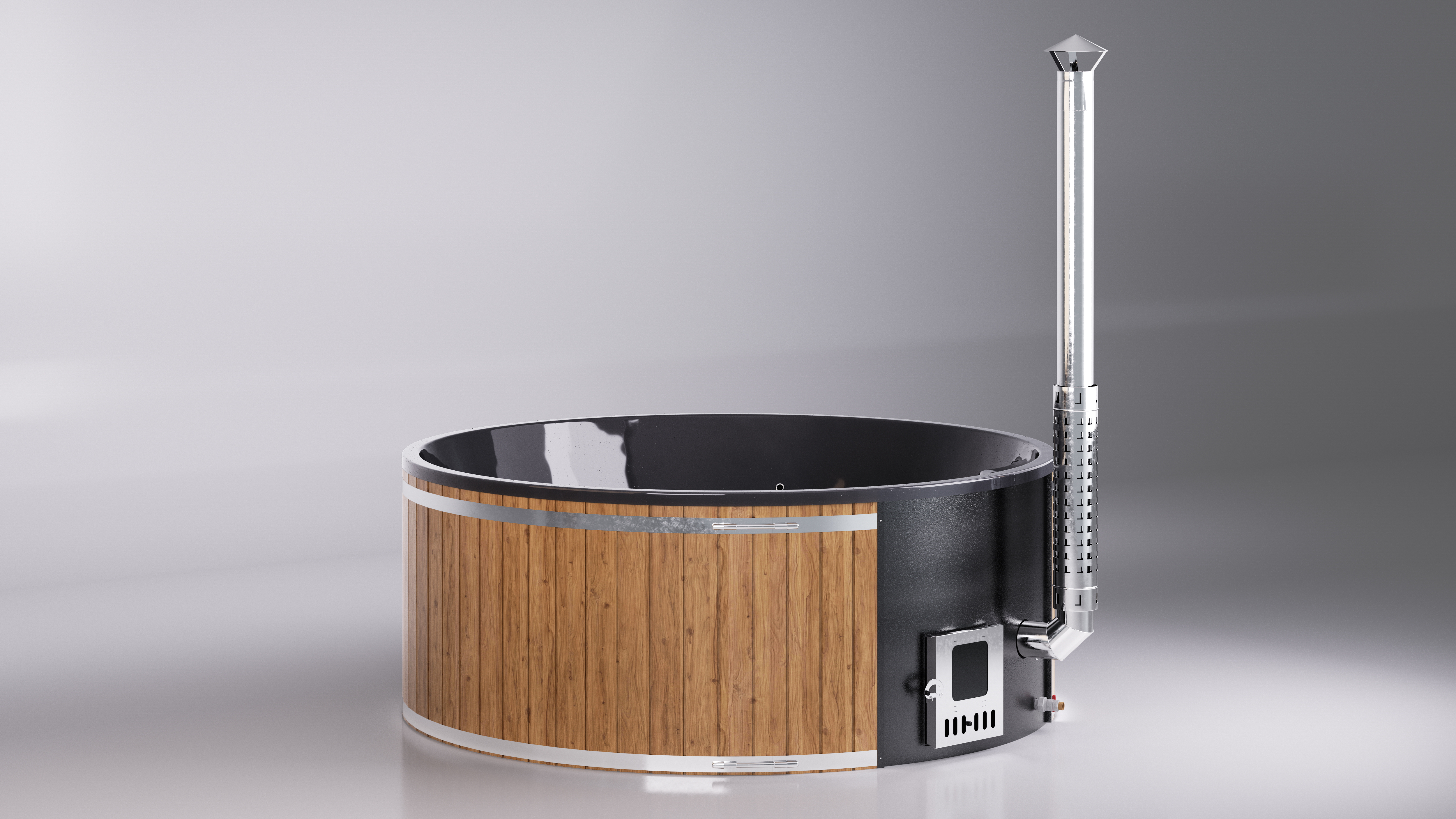 Badezuber Acryl Rund 2,25mØ mit Innenofen und ergonomischen Rückenlehnen