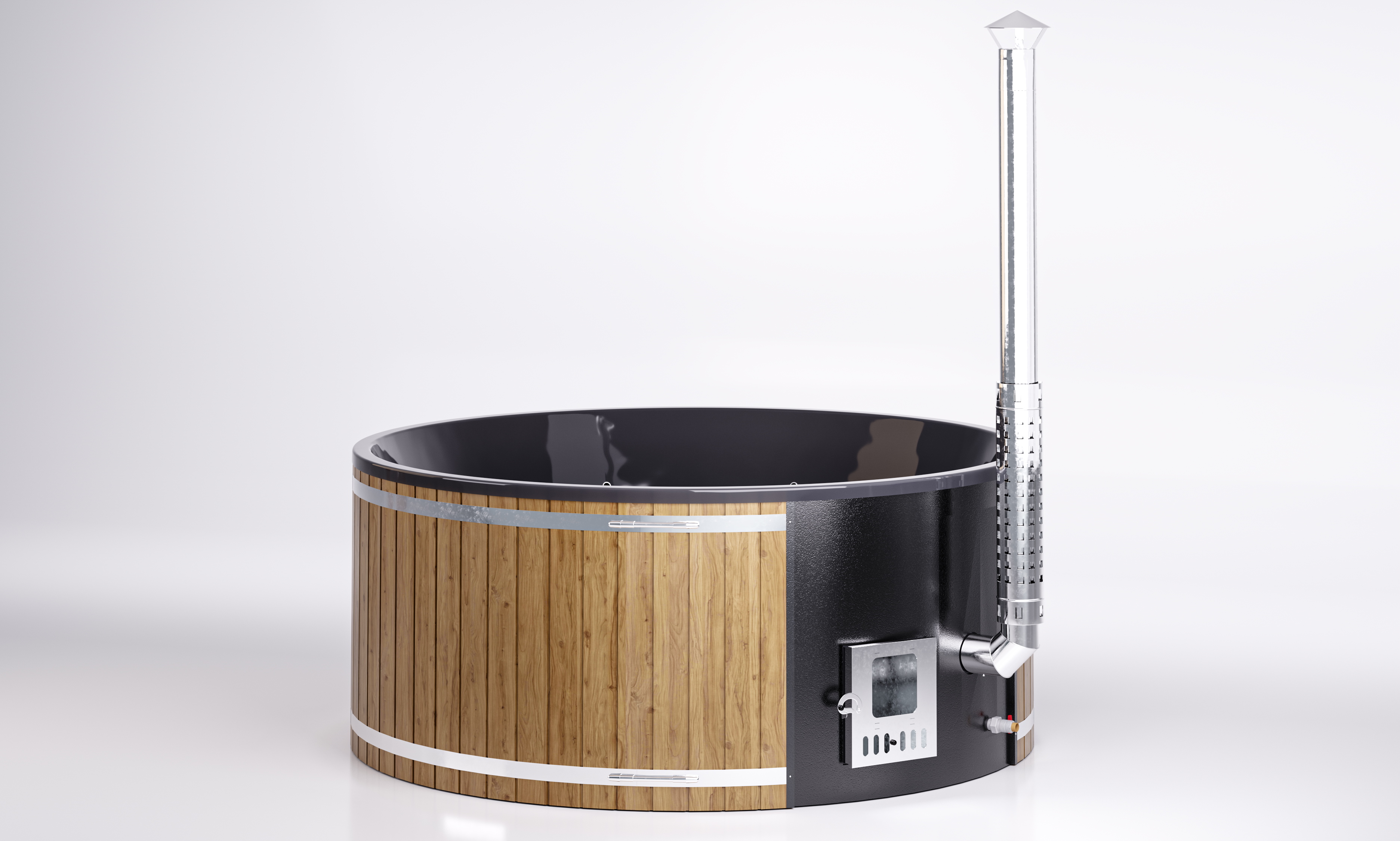 Badezuber Acryl Rund 2,25mØ mit Innenofen und ergonomischen Rückenlehnen