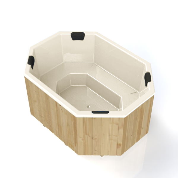 GFK-Zuber, achteckig, 2,4m x 1,8m, Draufsicht, Beige