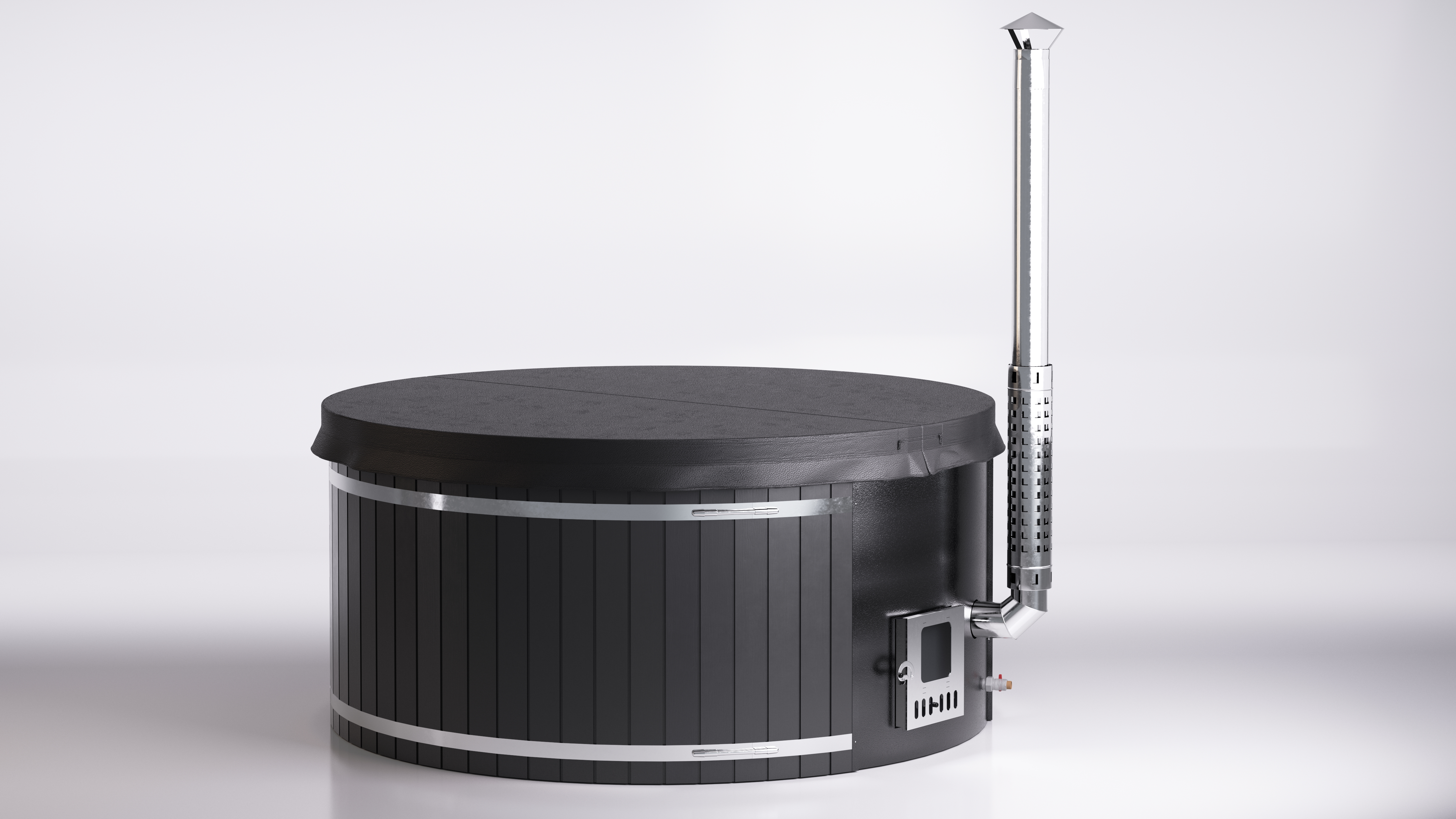 Badezuber Acryl Rund 2,25mØ mit Innenofen und ergonomischen Rückenlehnen