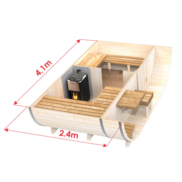 Sauna Oval mit Terrasse