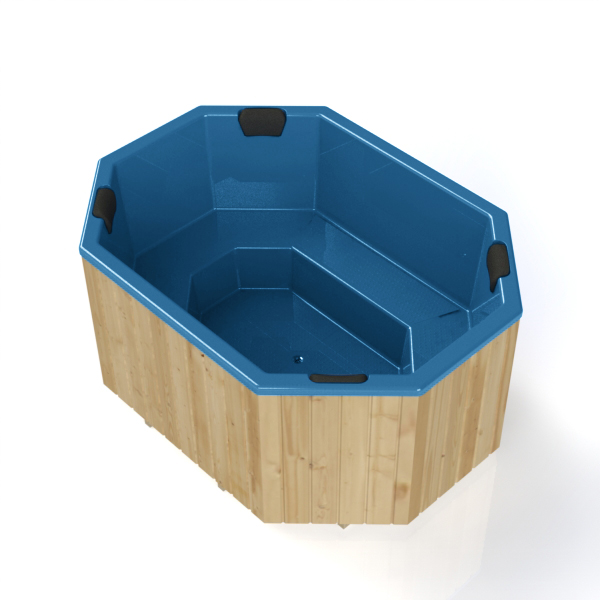 GFK-Zuber, achteckig, 2,4m x 1,8m, Draufsicht, Blau
